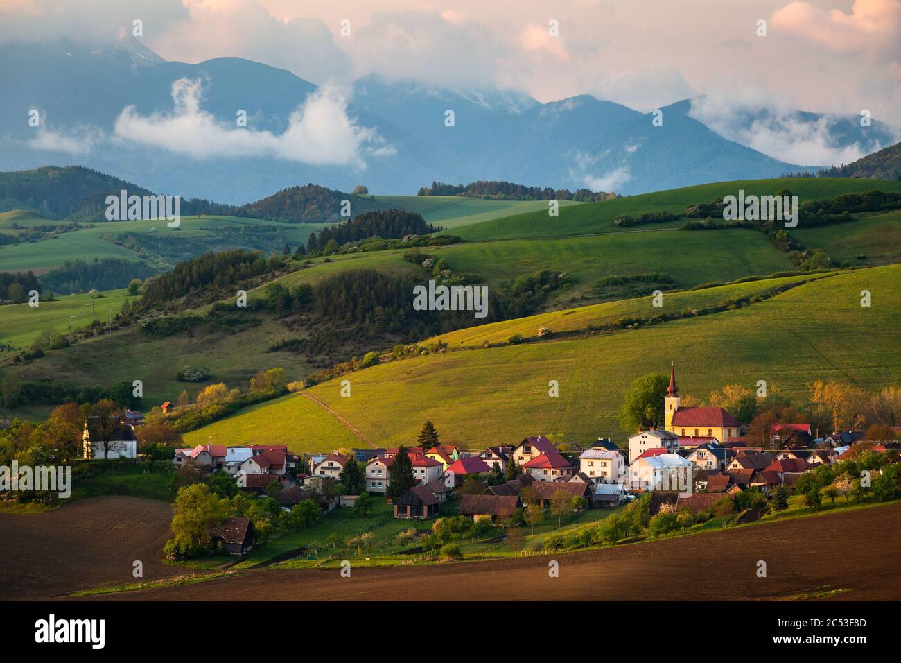Village of Turcianske Jaseno in Turiec region, Slovakia. Stock Photo