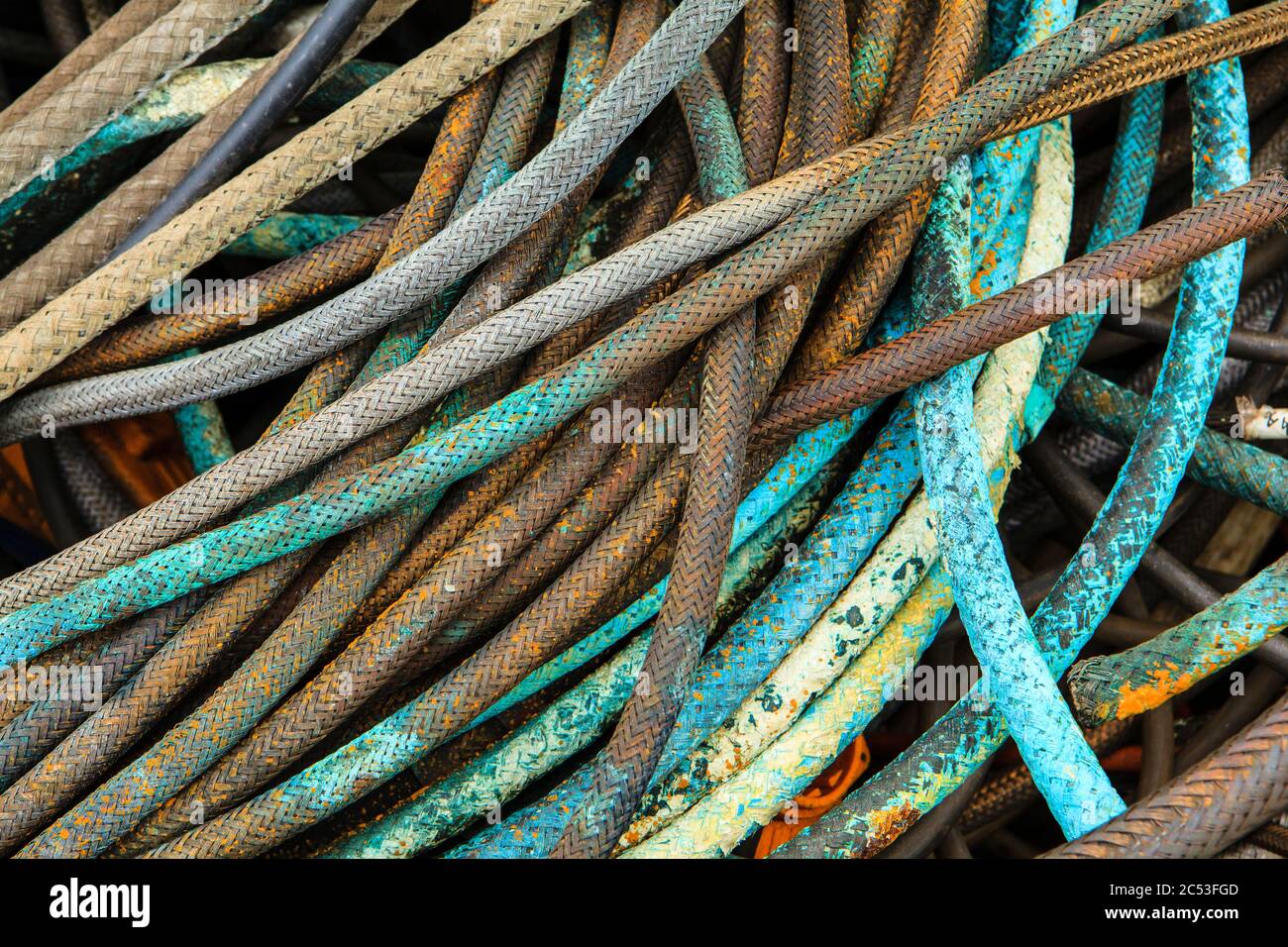Recycling, shipbuilding, old cables, electrical cables Stock Photo Alamy