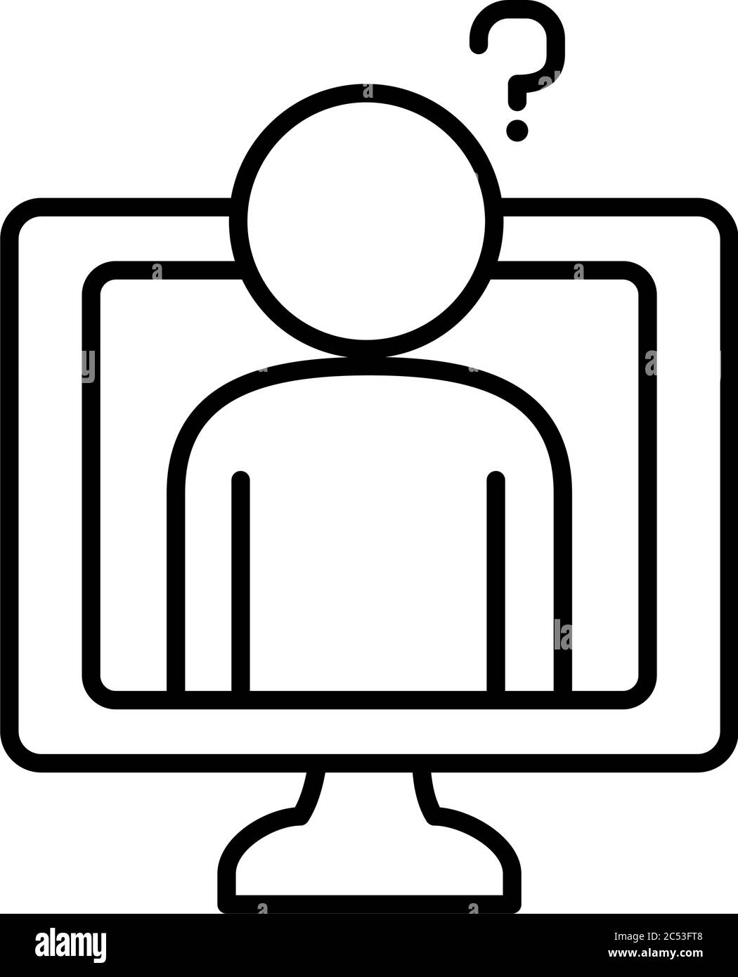 education online concept computer with pictogram man on screen with ...
