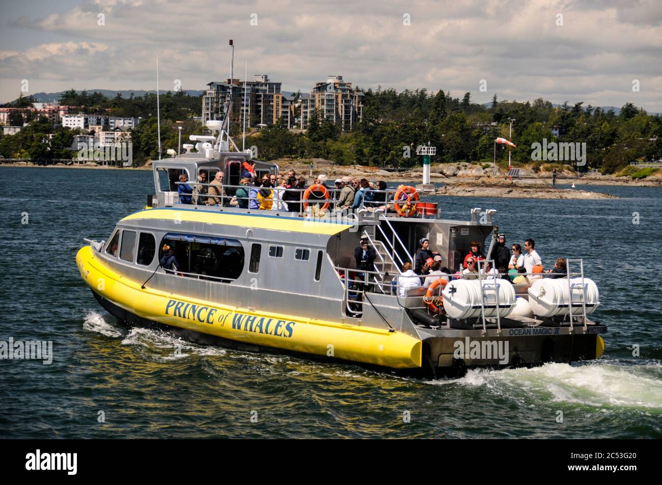 A Prince of Whales whalewatching boat leaves Victoria on Vancouver island, Canada Stock Photo