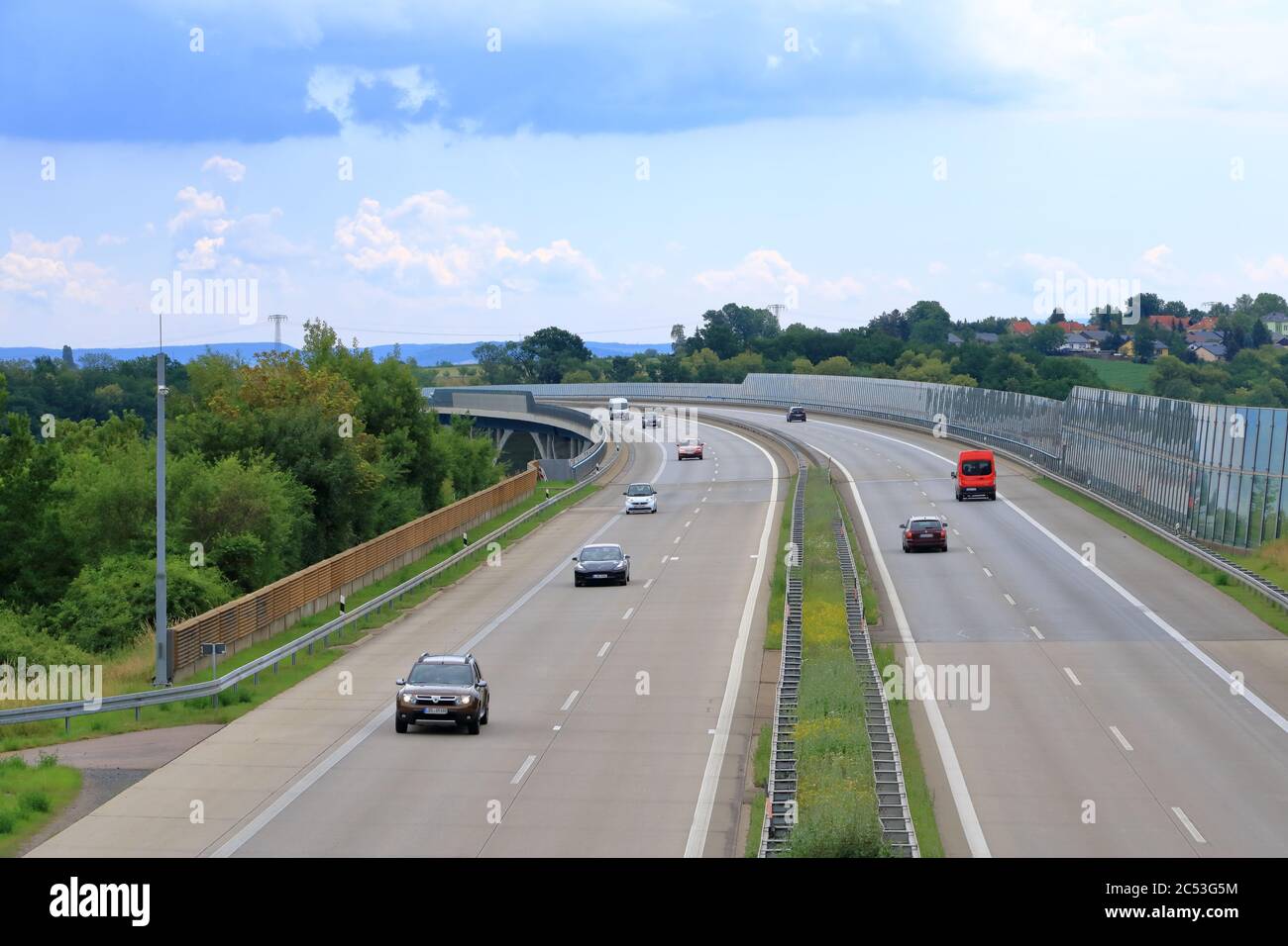 June 28 2020 Dresden, Germany: German highway A17 from Dresden to ...