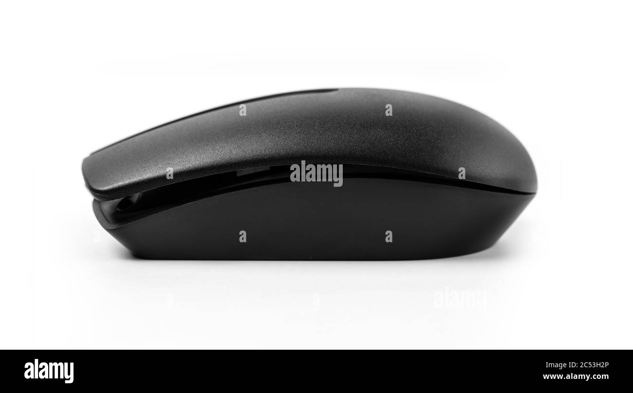 black modern wireless mouse on white background Stock Photo