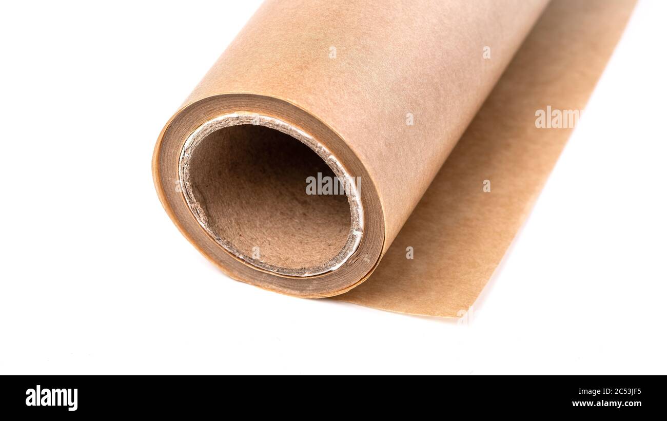 Roll of baking parchment paper isolated on white Stock Photo Alamy