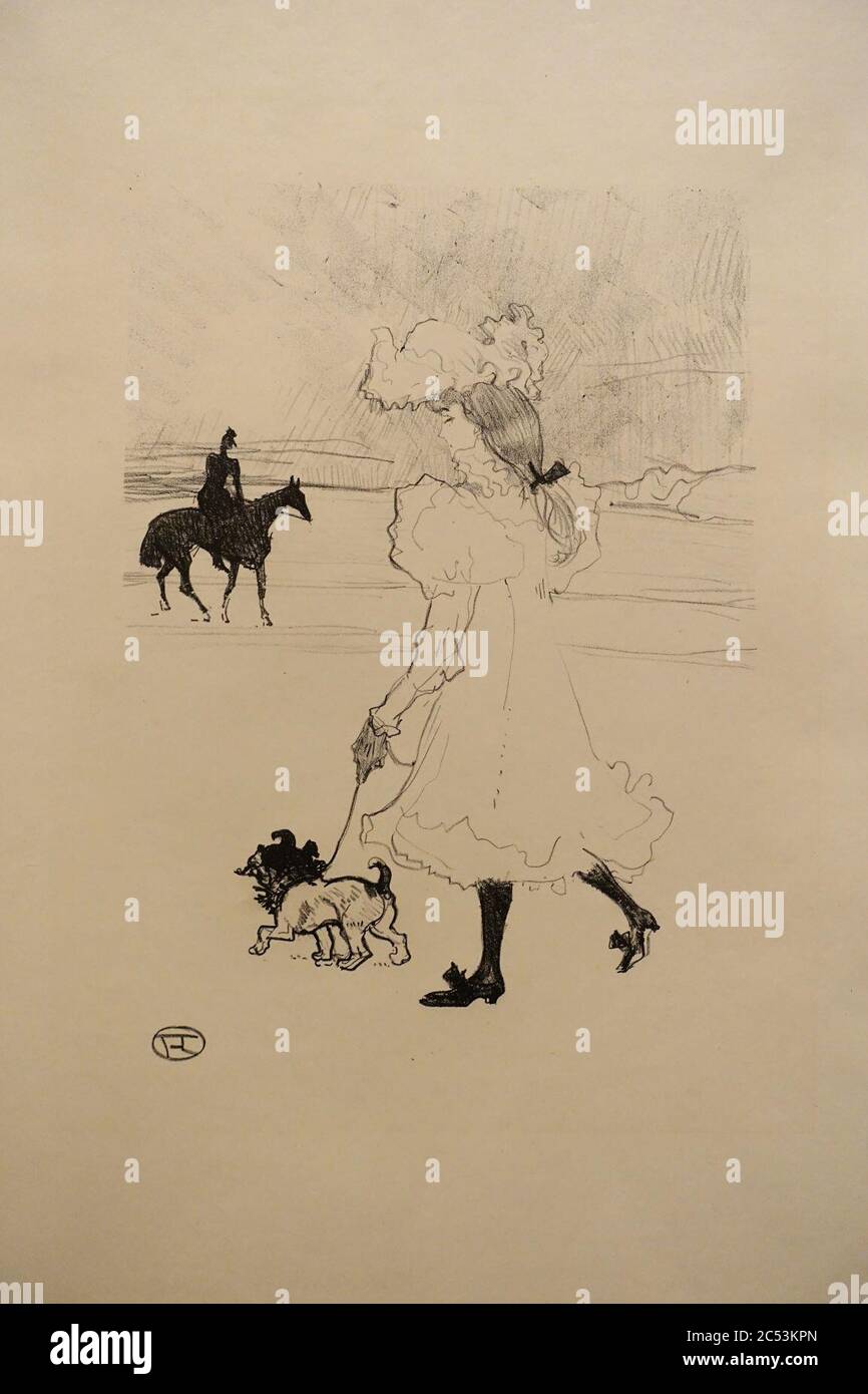 In the Bois de Boulogne, by Henri de ToulouseLautrec, 1897, crayon