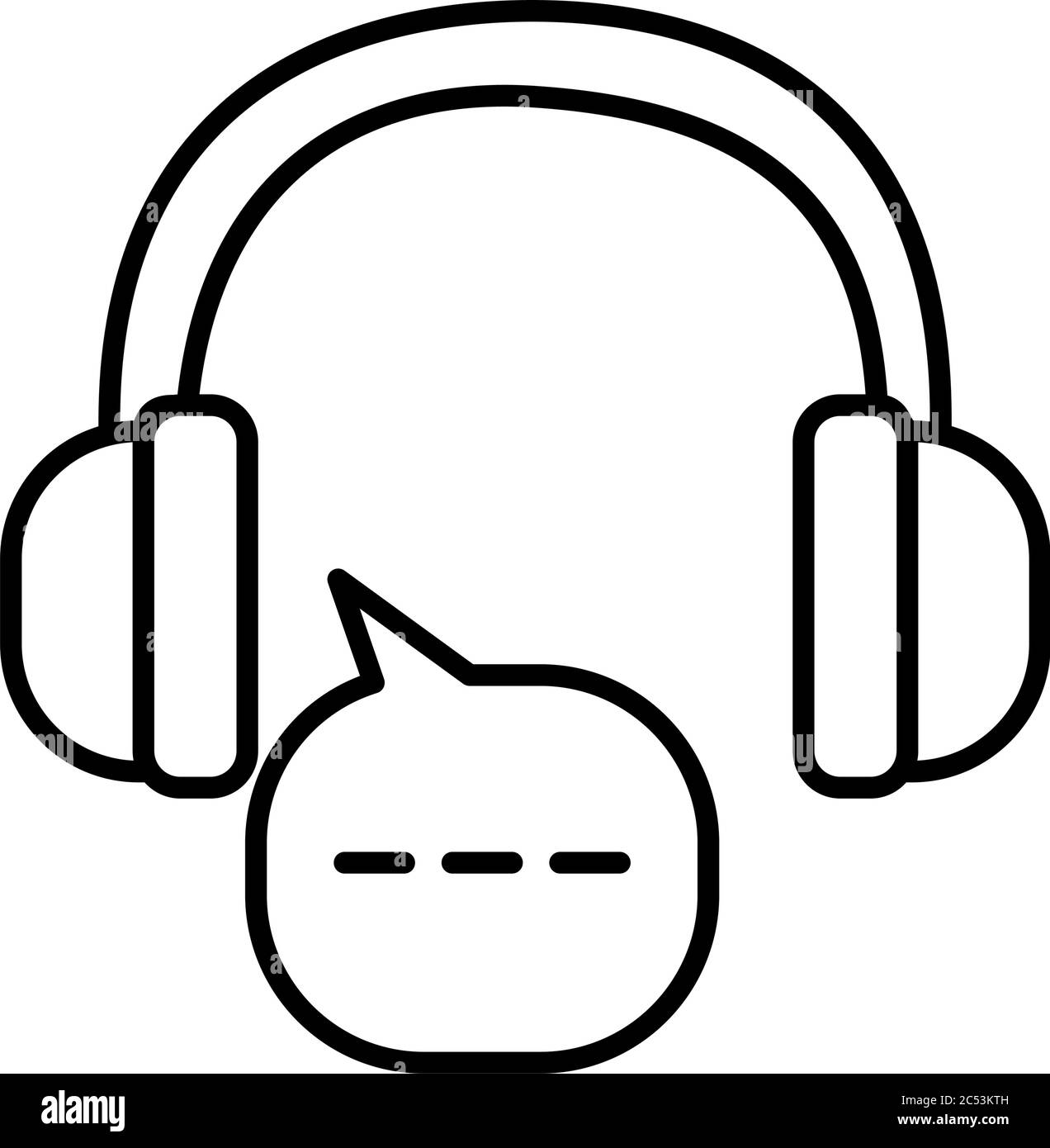 headphones and speech bubble icon over white background, line style ...