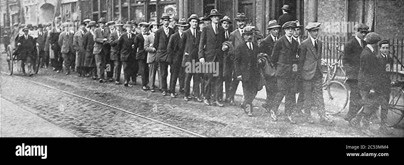 Irish Postal Workers accompany an arrested leader during September 1922 strike. Stock Photo