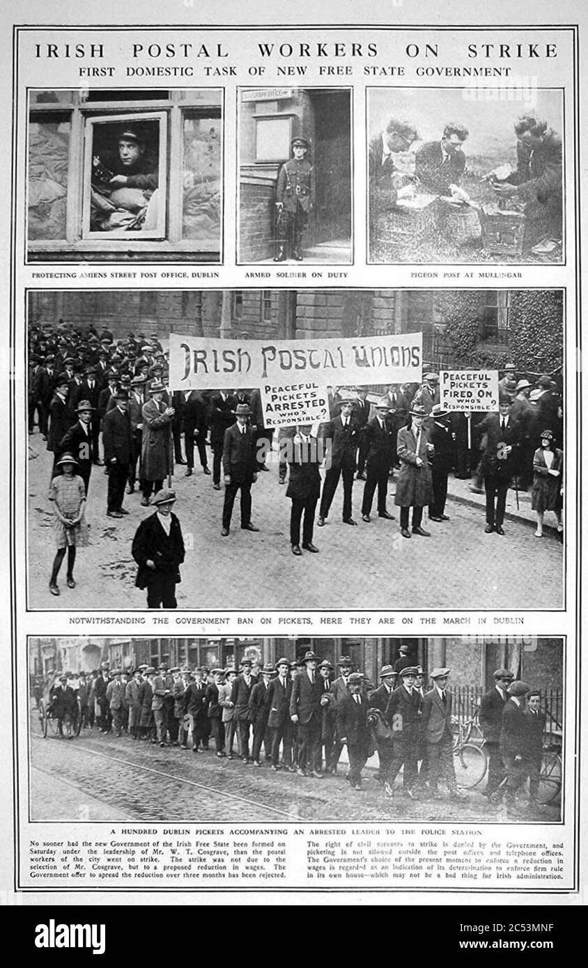 Irish Postal Workers Strike ‘The Graphic‘ Sept 16 1922. Stock Photo
