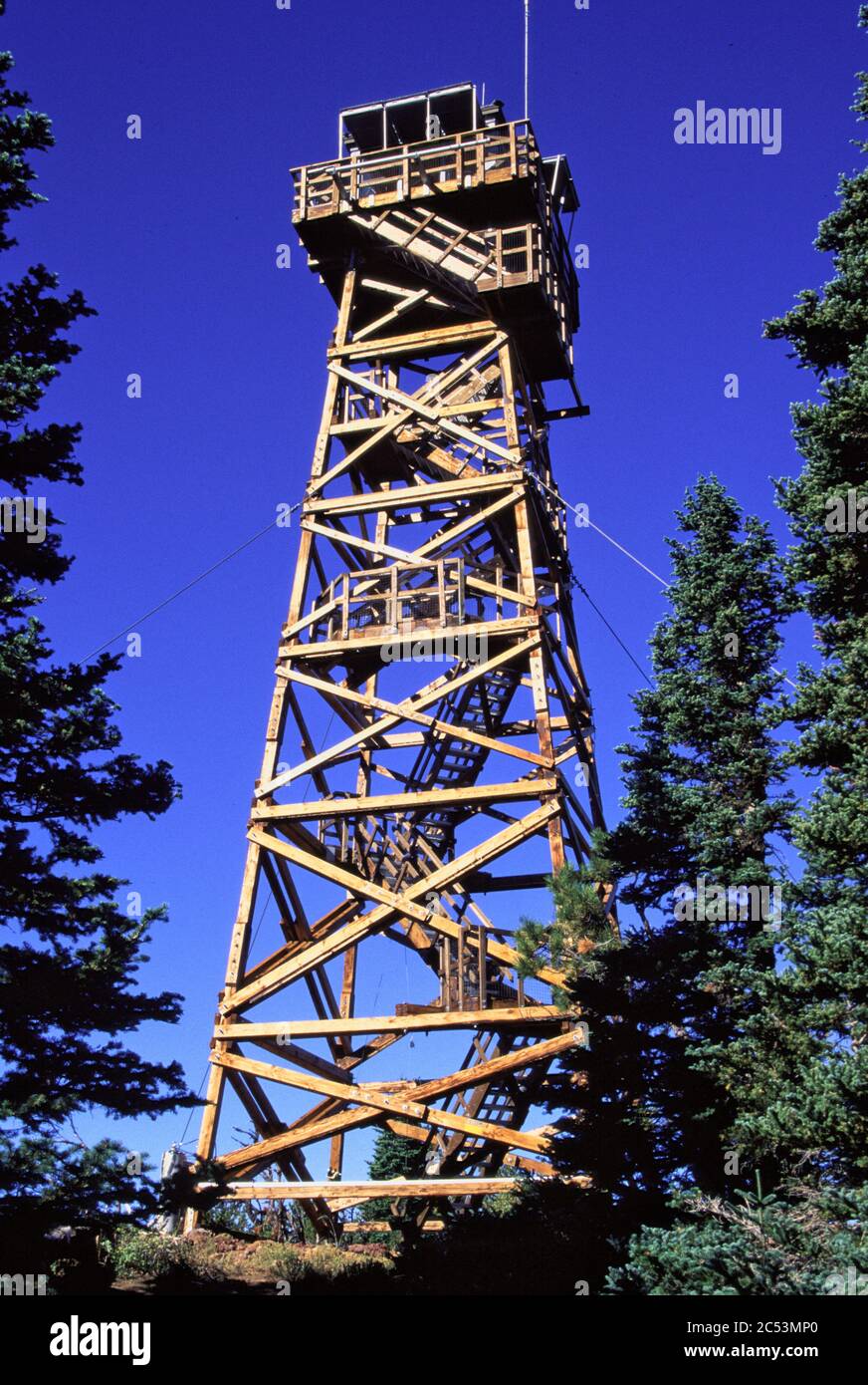 Historic fire lookout on Black Butte, Oregon Stock Photo