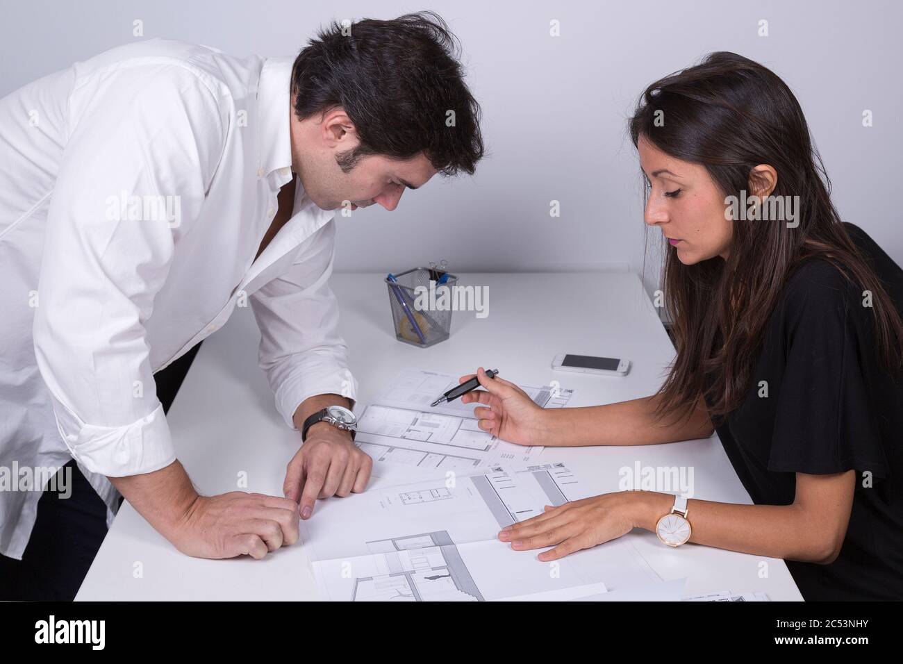Architects photo session in their office Stock Photo
