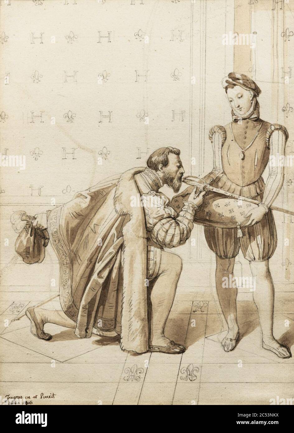Ingres - Ambassador Don Pedro of Toledo kissing the sword of Henri IV. Stock Photo