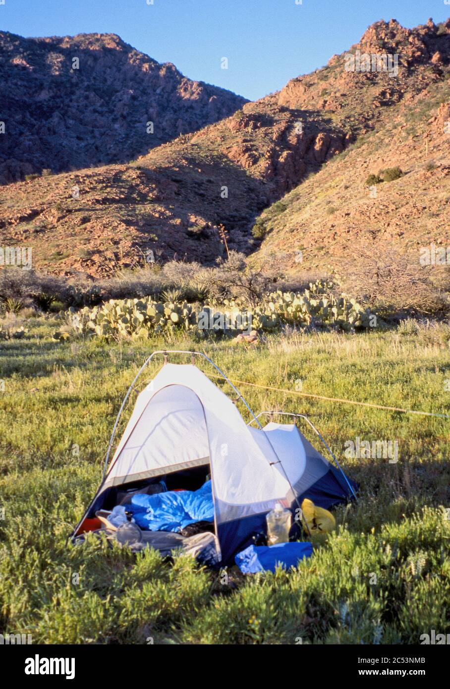 Backpacker's camp, Mazatzal Mountains, Arizona Stock Photo