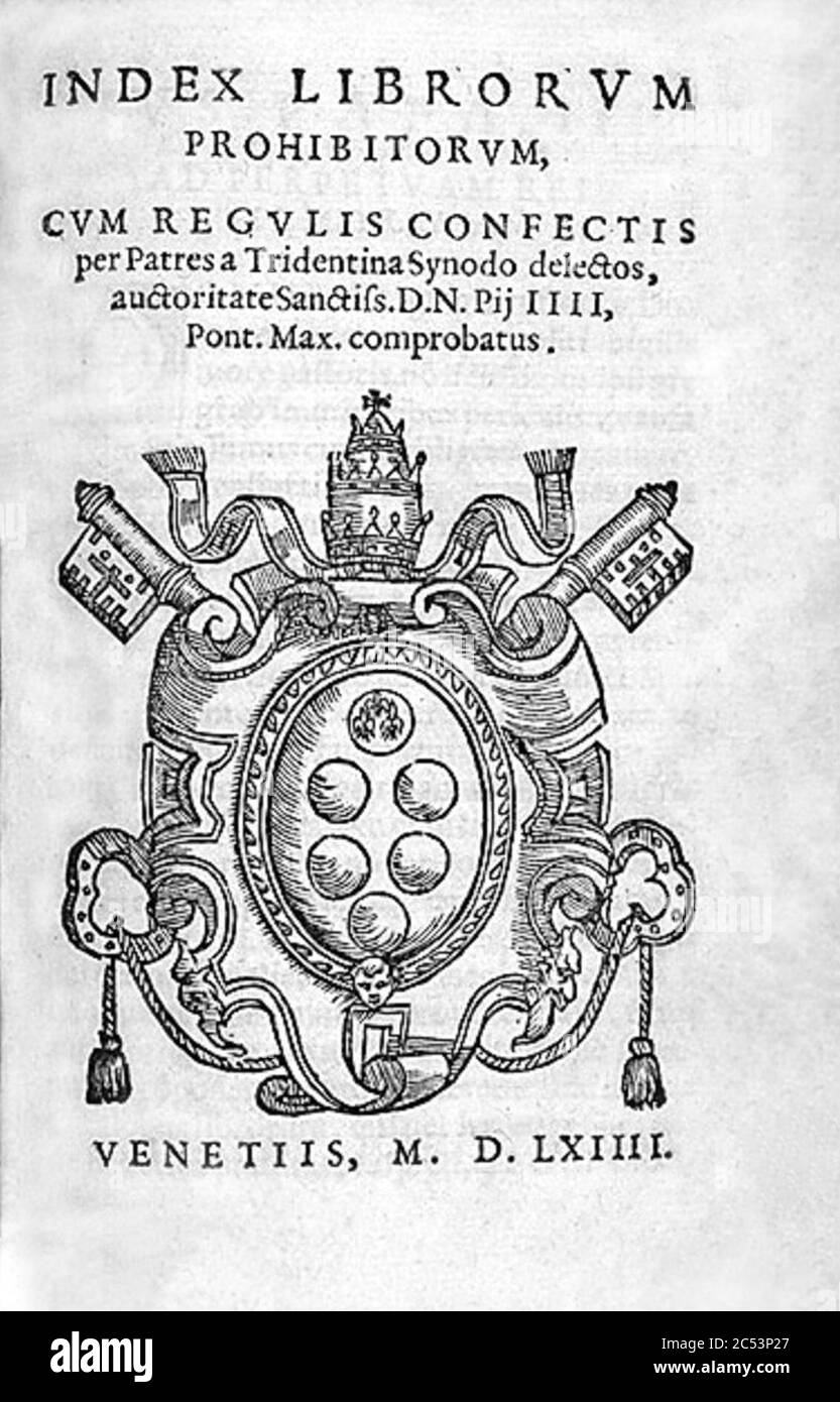 Index Librorum Prohibitorum 1 Stock Photo Alamy