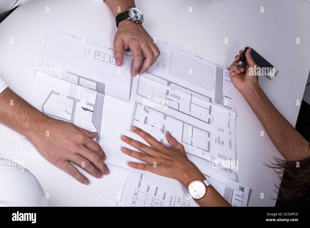 Architects photo session in their office Stock Photo