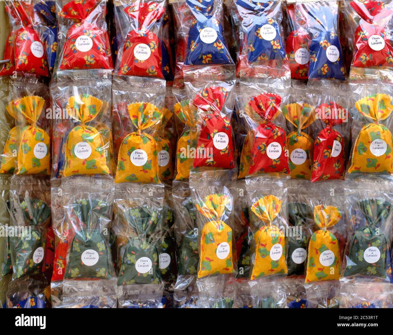 Lavendel bags at market stall in Roussilion, Provence, France Stock Photo