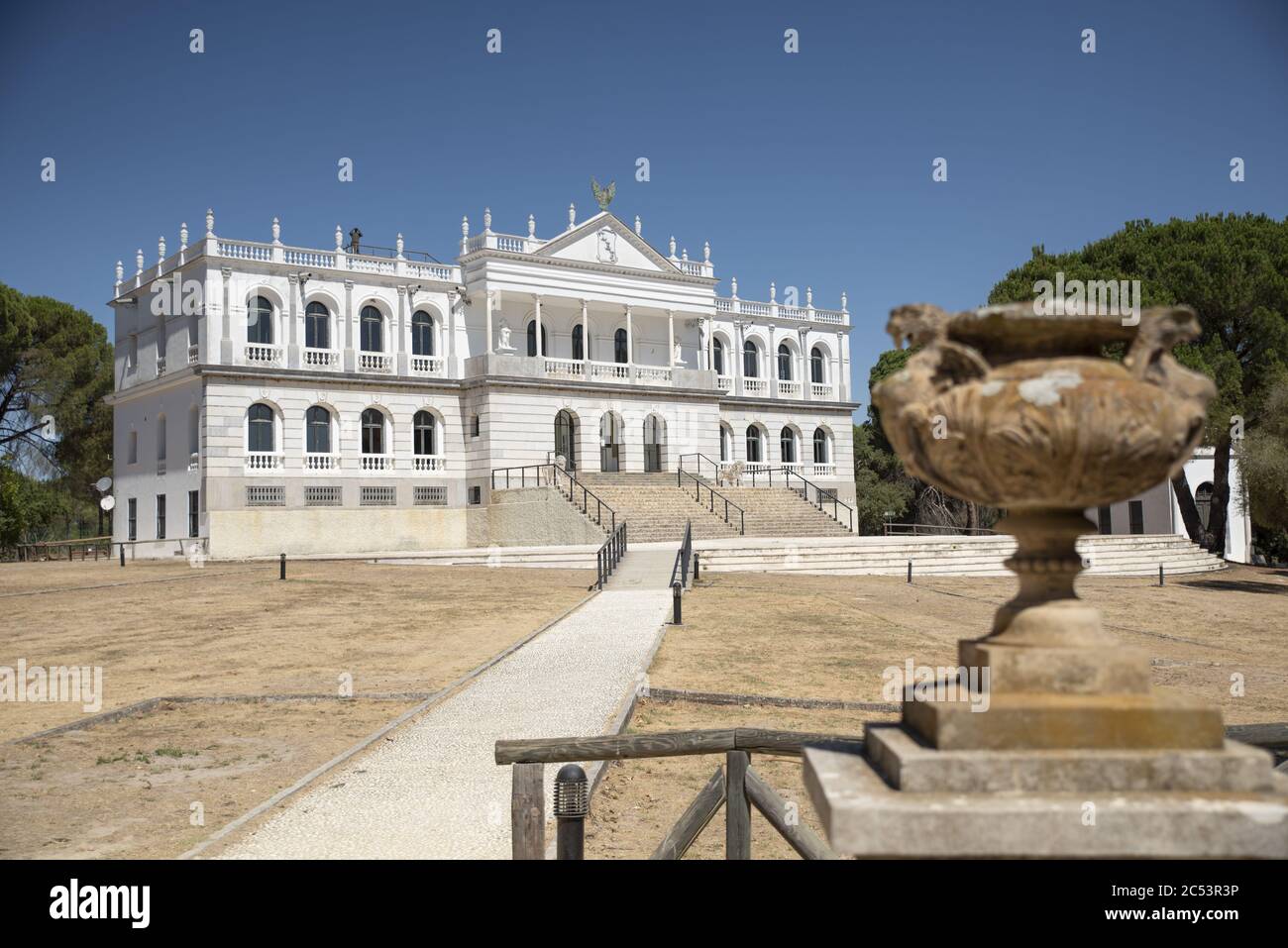 Soft focus of the Acebron Palace located at Donana National Park in El Rocío, Huelva, Spain Stock Photo