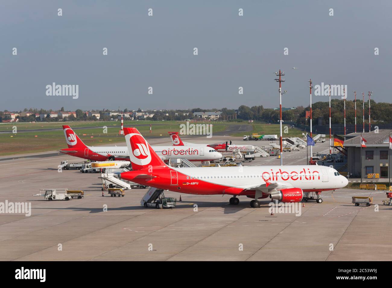 Planes of Air Berlin in Tegel TXL Stock Photo