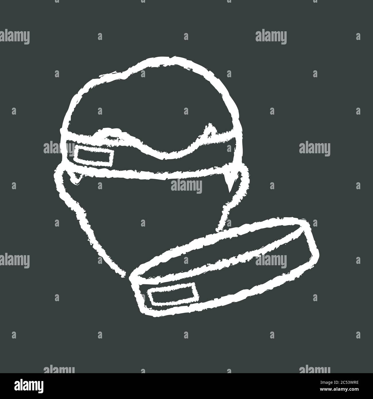 Workout headband chalk white icon on black background Stock Vector