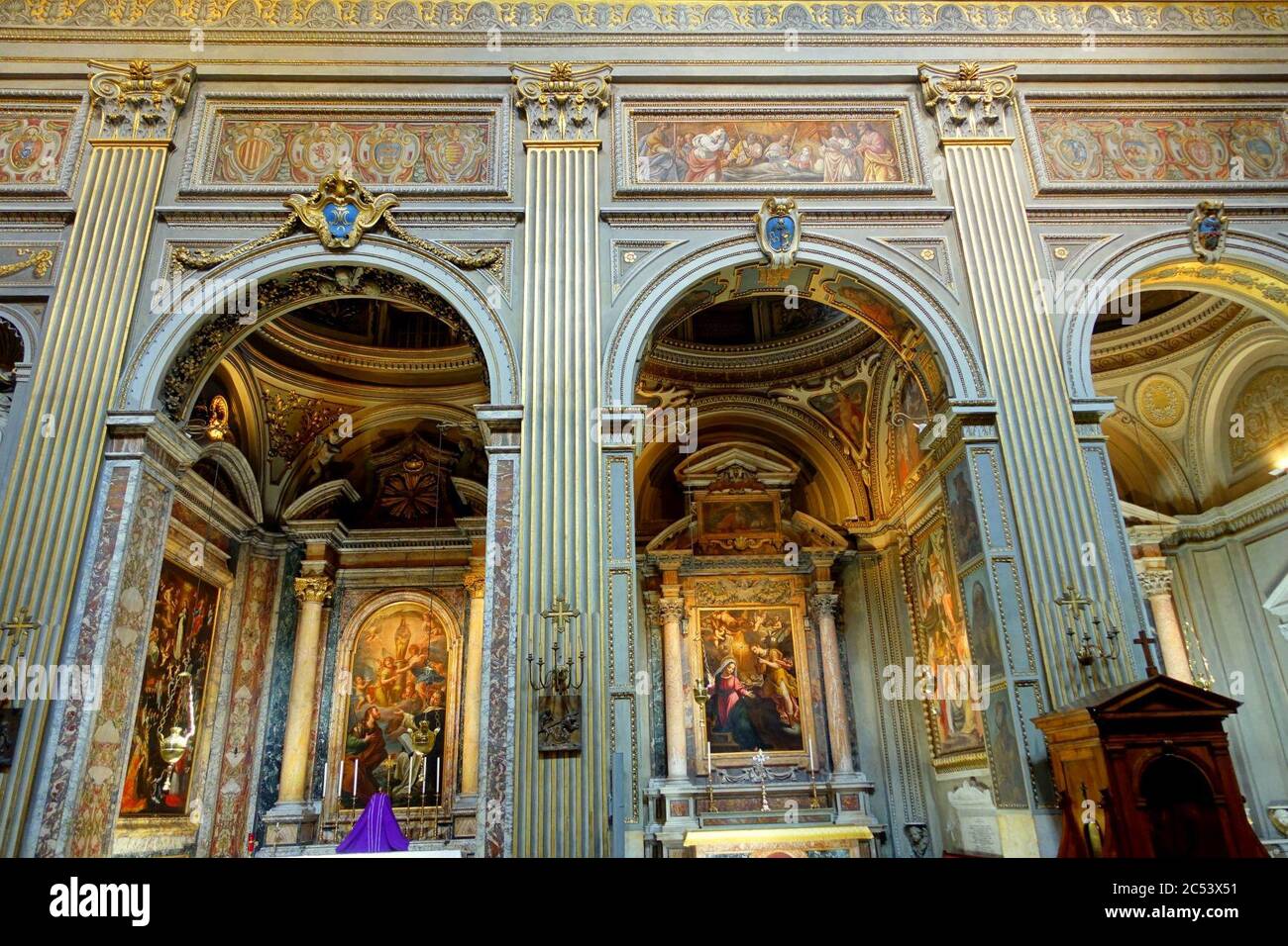 Interior - Santa Maria in Monserrato degli Spagnoli - Rome, Italy Stock Photo
