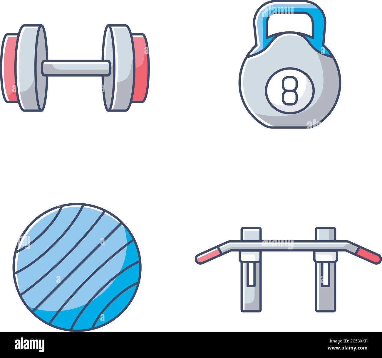Weight training RGB color icons set Stock Vector