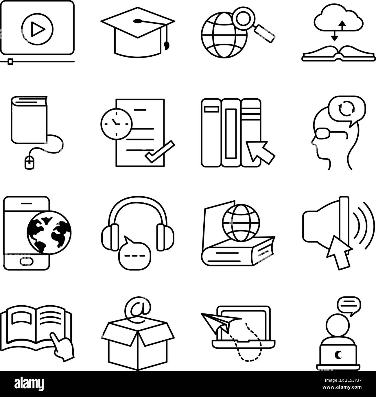 academic books and education online icon set over white background, line  style, vector illustration Stock Vector Image & Art - Alamy