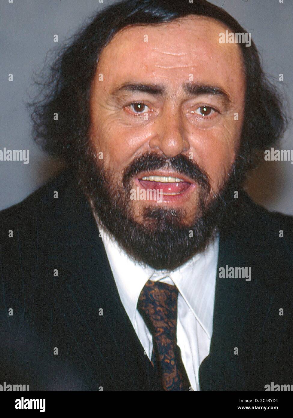 Luciano Pavarotti at theThree Tenors press conference at Wembley Stadium,London,UK 1996 Stock Photo