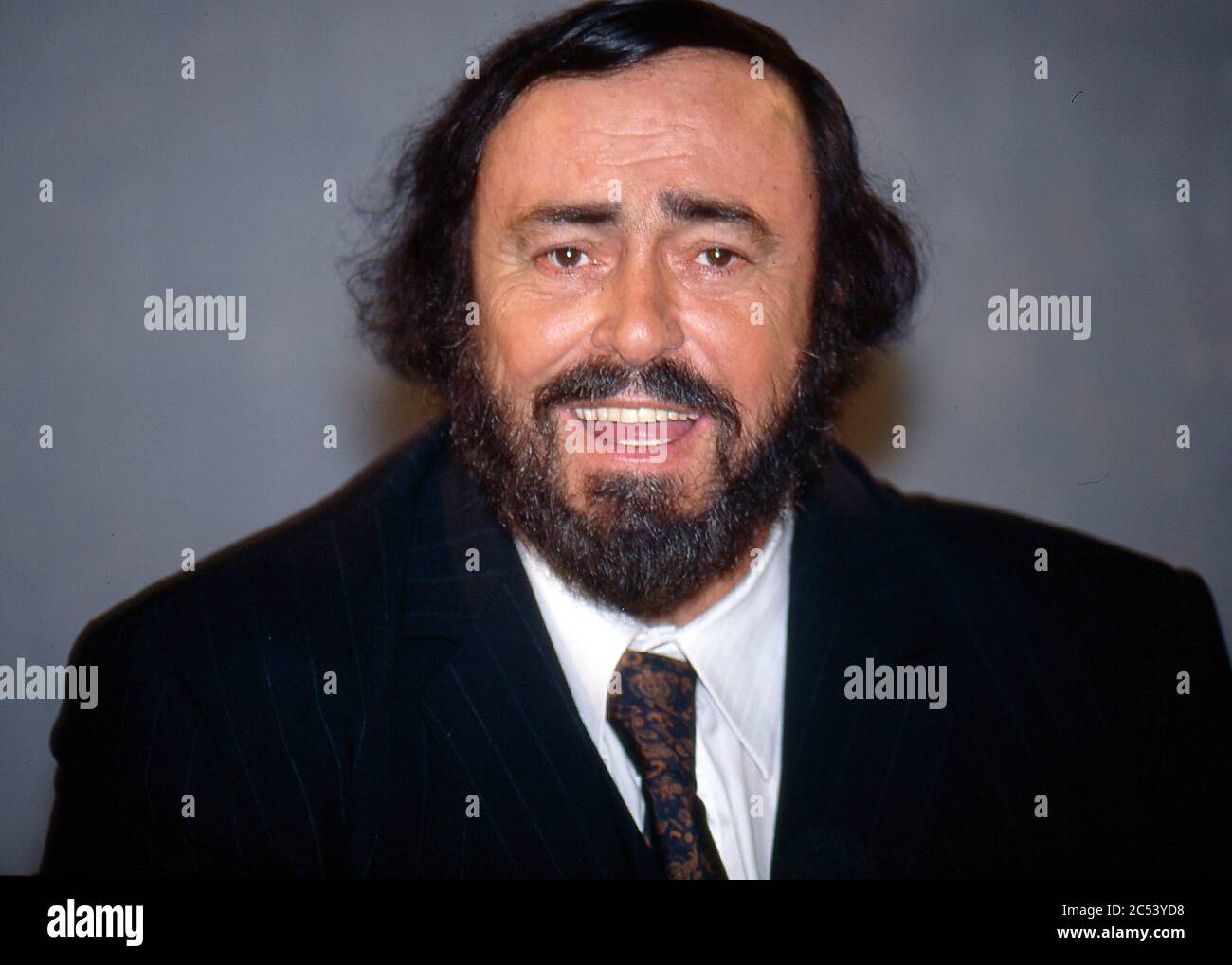 Luciano Pavarotti at The Three Tenors press conference at Wembley Stadium,London,UK 1996 Stock Photo