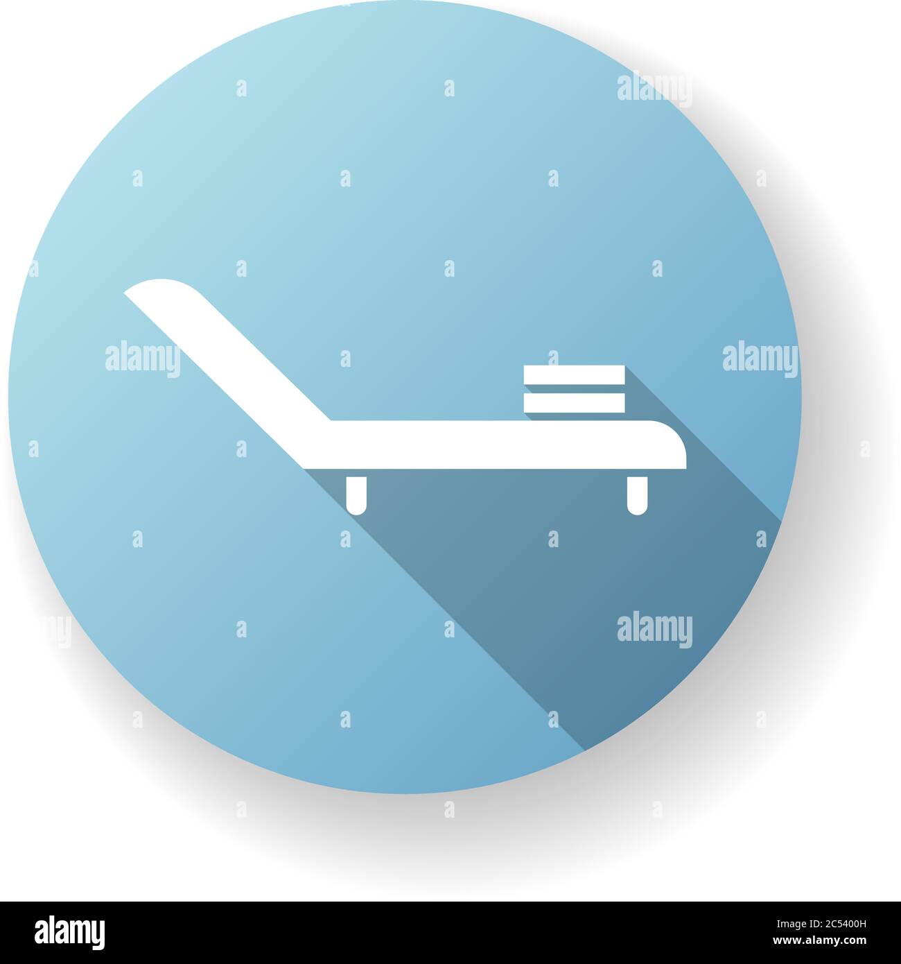 Deck chair blue flat design long shadow glyph icon Stock Vector