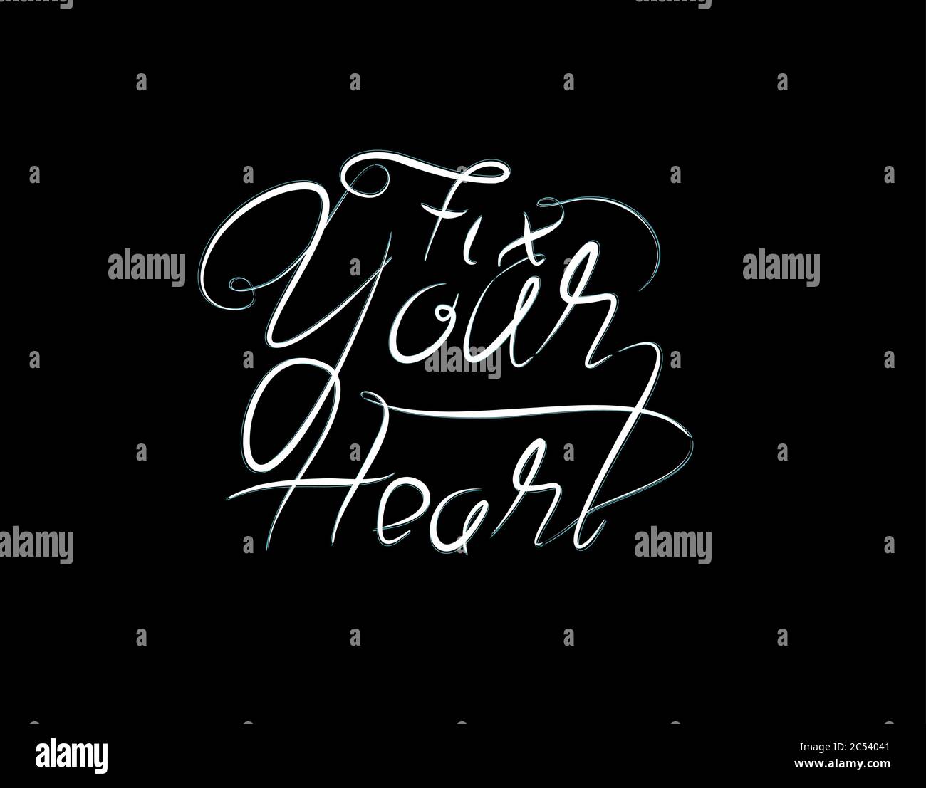 Fix Your Heart Lettering Text on Black background in vector illustration Stock Vector