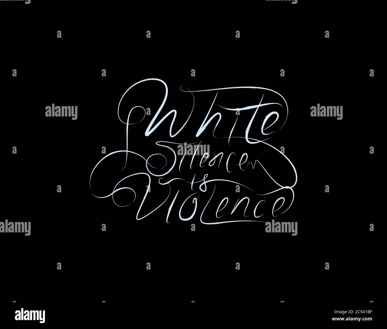White Silence Violence Lettering Text on Black background in vector ...