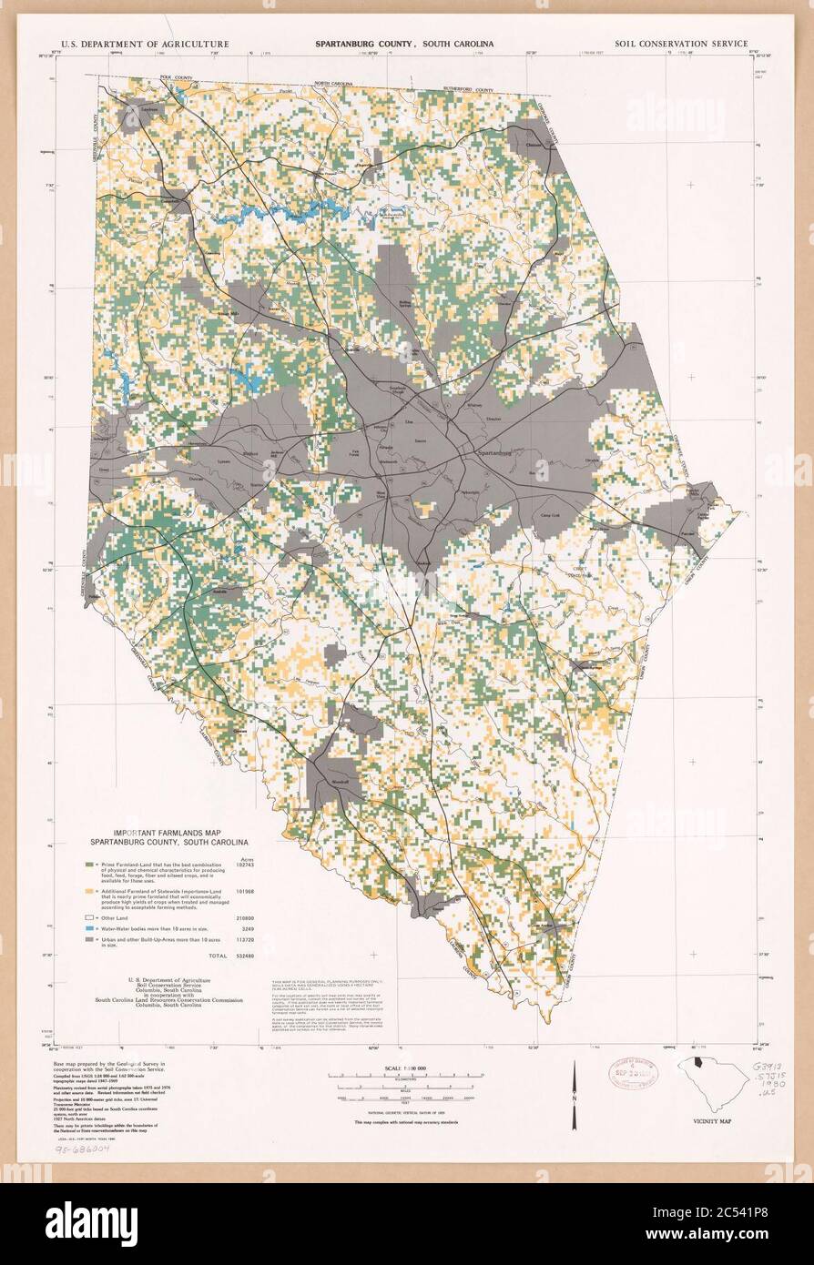 Important farmlands map, Spartanburg County, South Carolina Stock Photo
