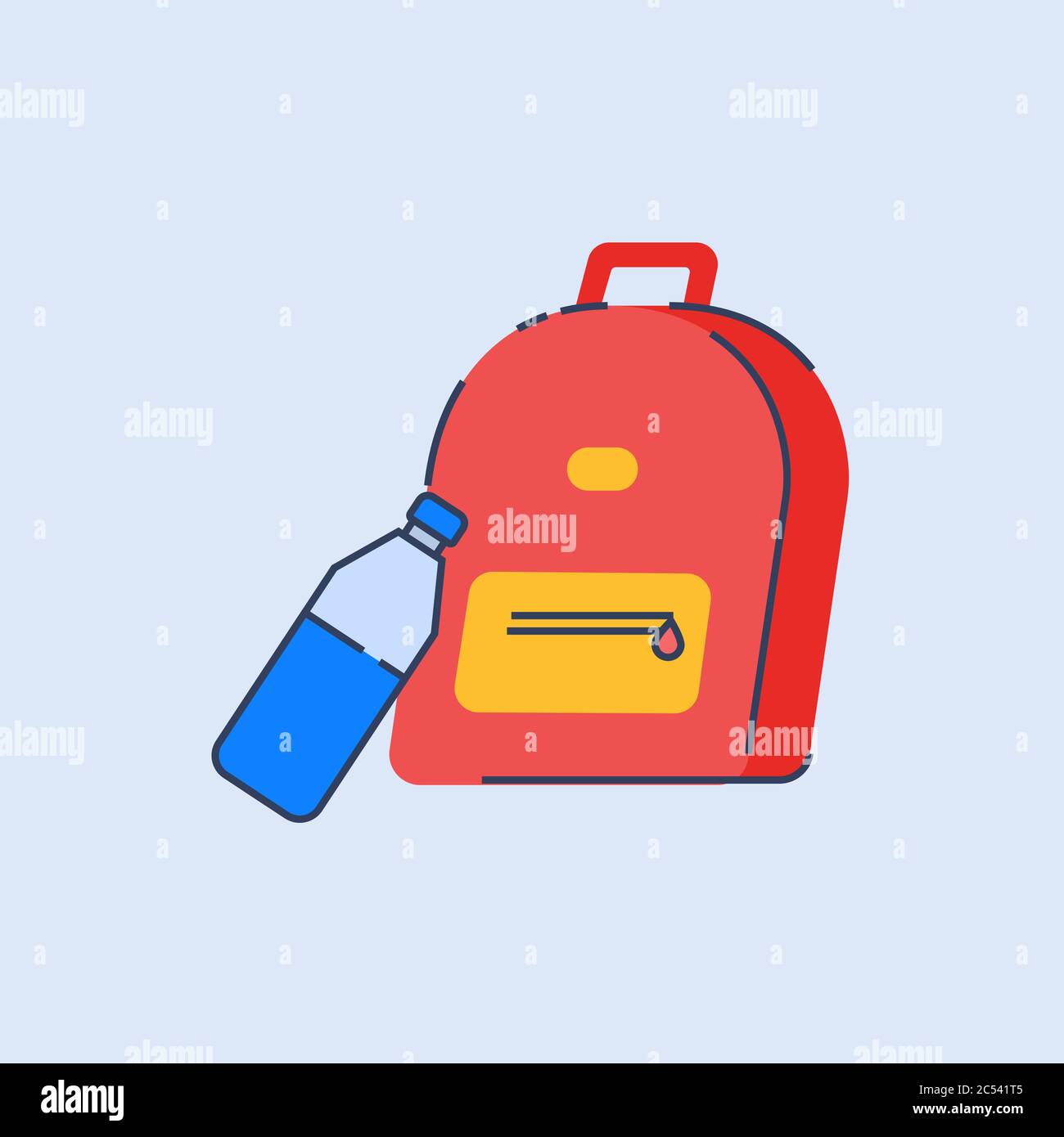 Backpack semi flat RGB color vector illustration Stock Vector