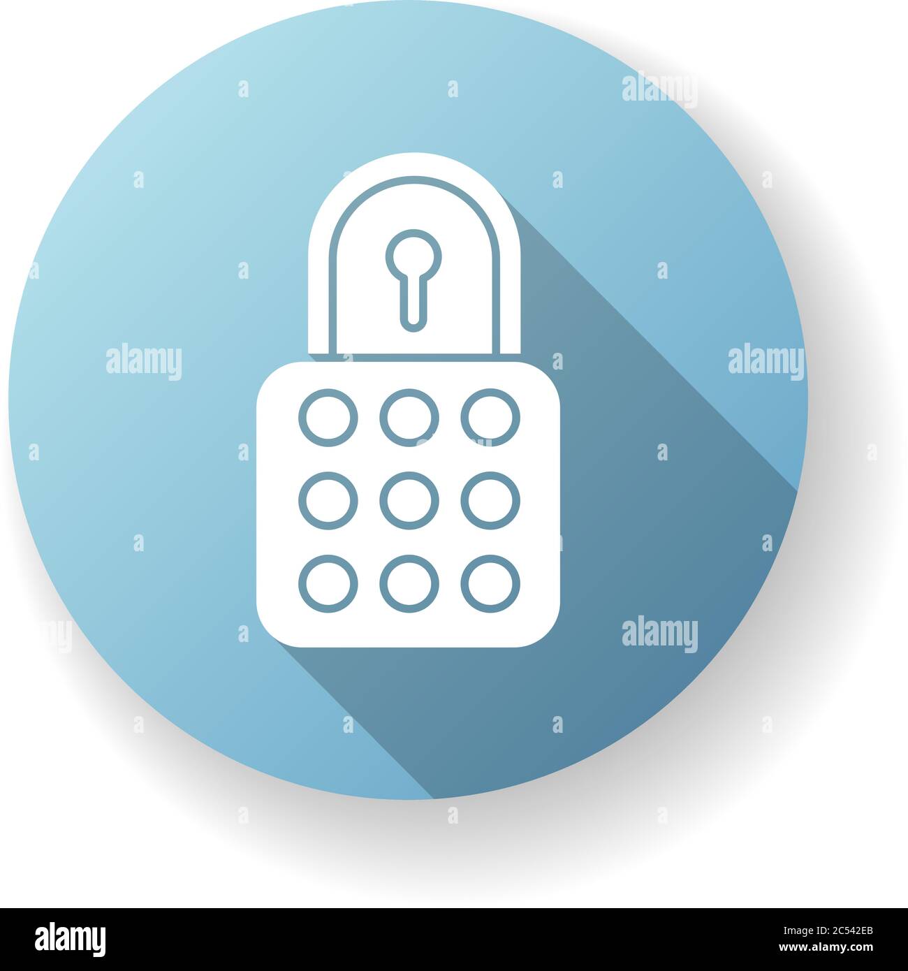 Lock blue flat design long shadow glyph icon Stock Vector