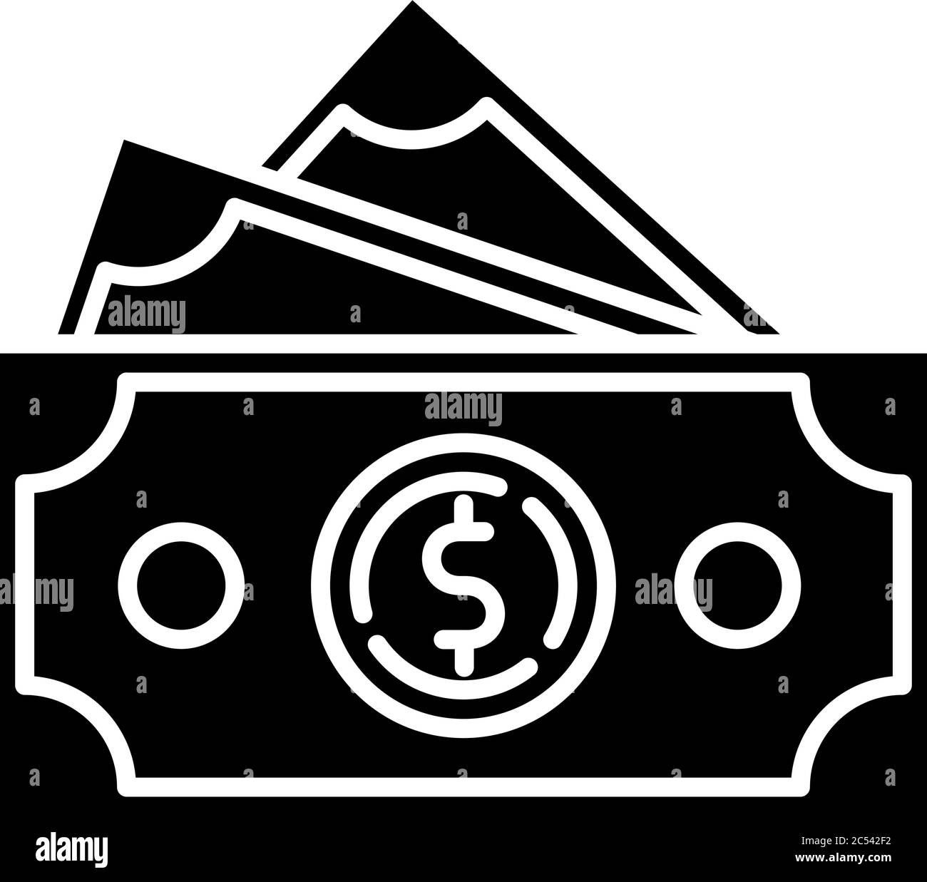 Dollar banknotes black glyph icon Stock Vector