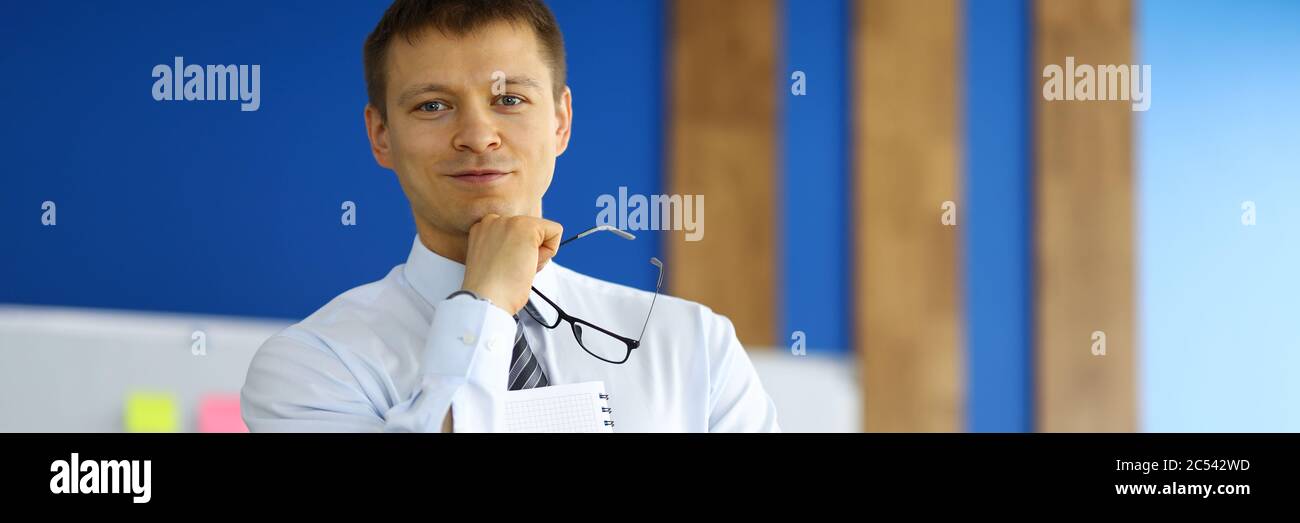 Man and black stylish glasses Stock Photo