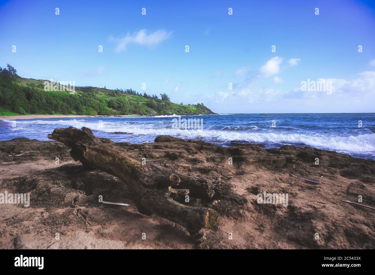 A beach on the coast of Kauai, Hawaii. Stock Photo