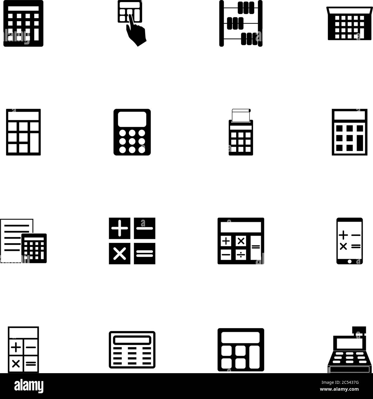 Calculation icon - Expand to any size - Change to any colour. Perfect Flat Vector Contains such Icons as solar cell calculator, abacus, multiplication Stock Vector