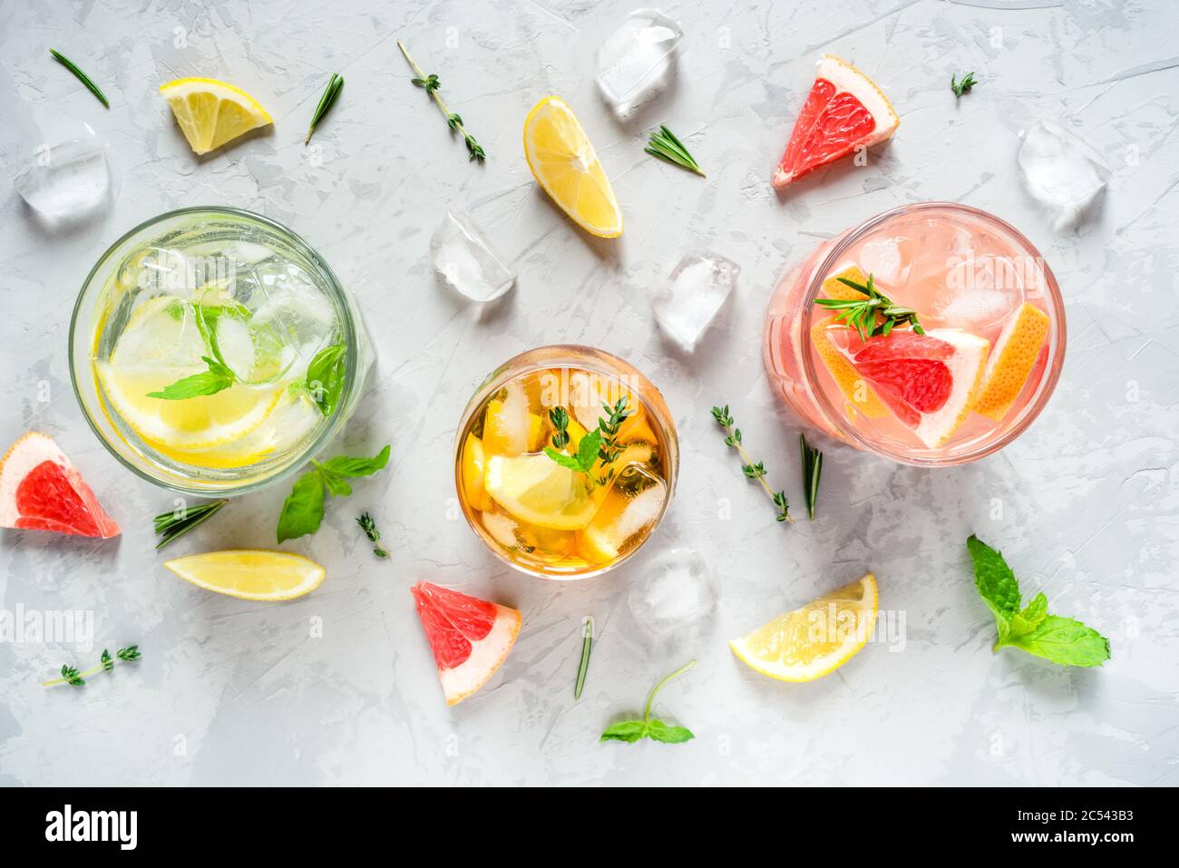 Summer refreshing drinks with ice Stock Photo - Alamy
