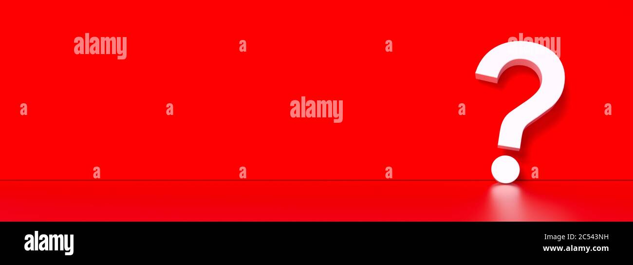 3d rendering of a question mark isolated on a red background Stock ...