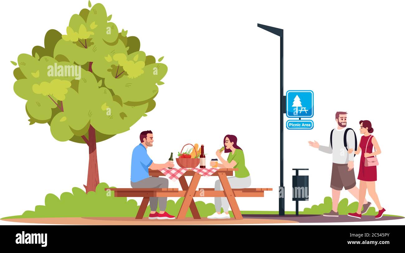Young family picnic park table Stock Vector Images Alamy