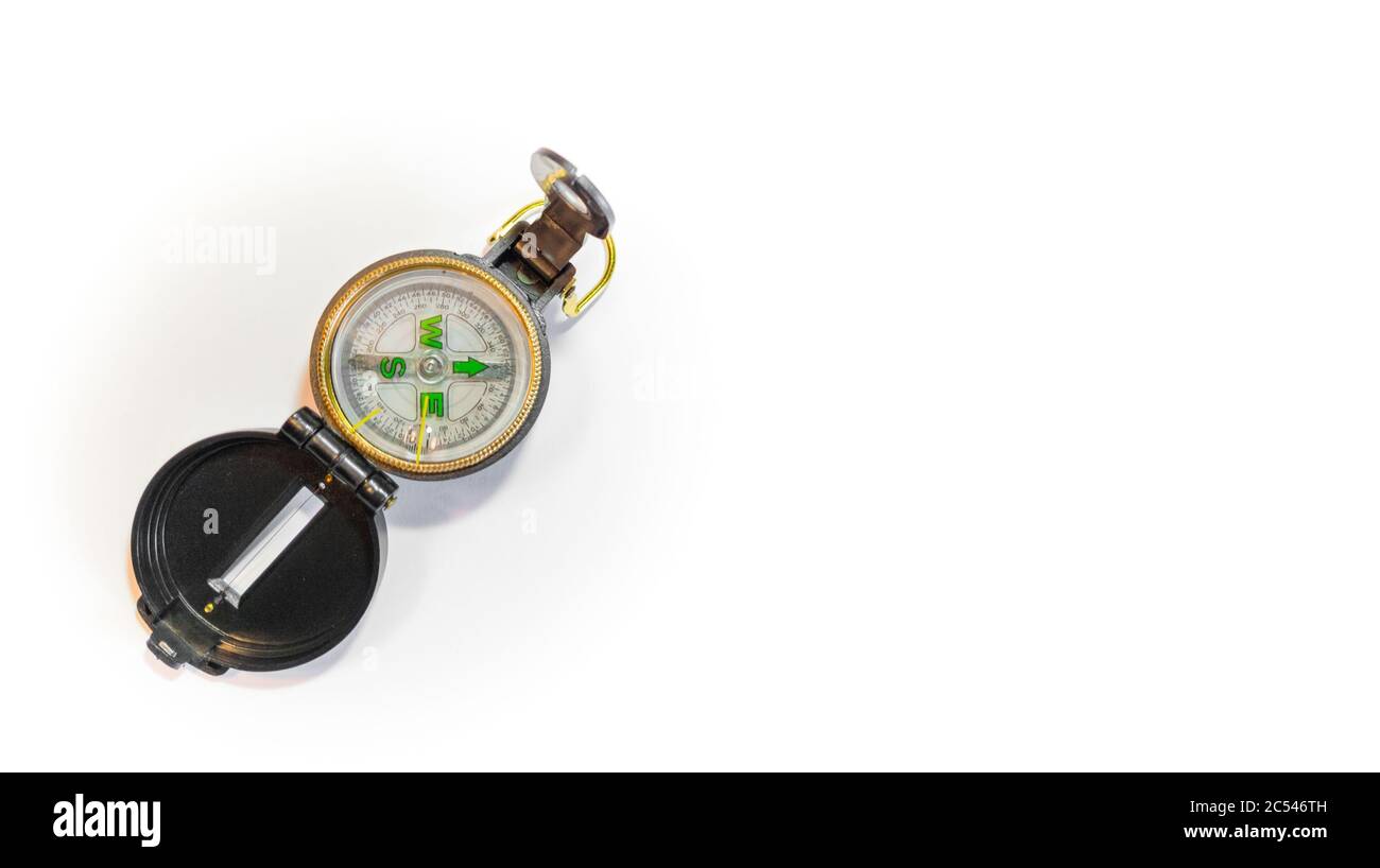 Horizontal shot of an antique compass on a white background Stock Photo ...