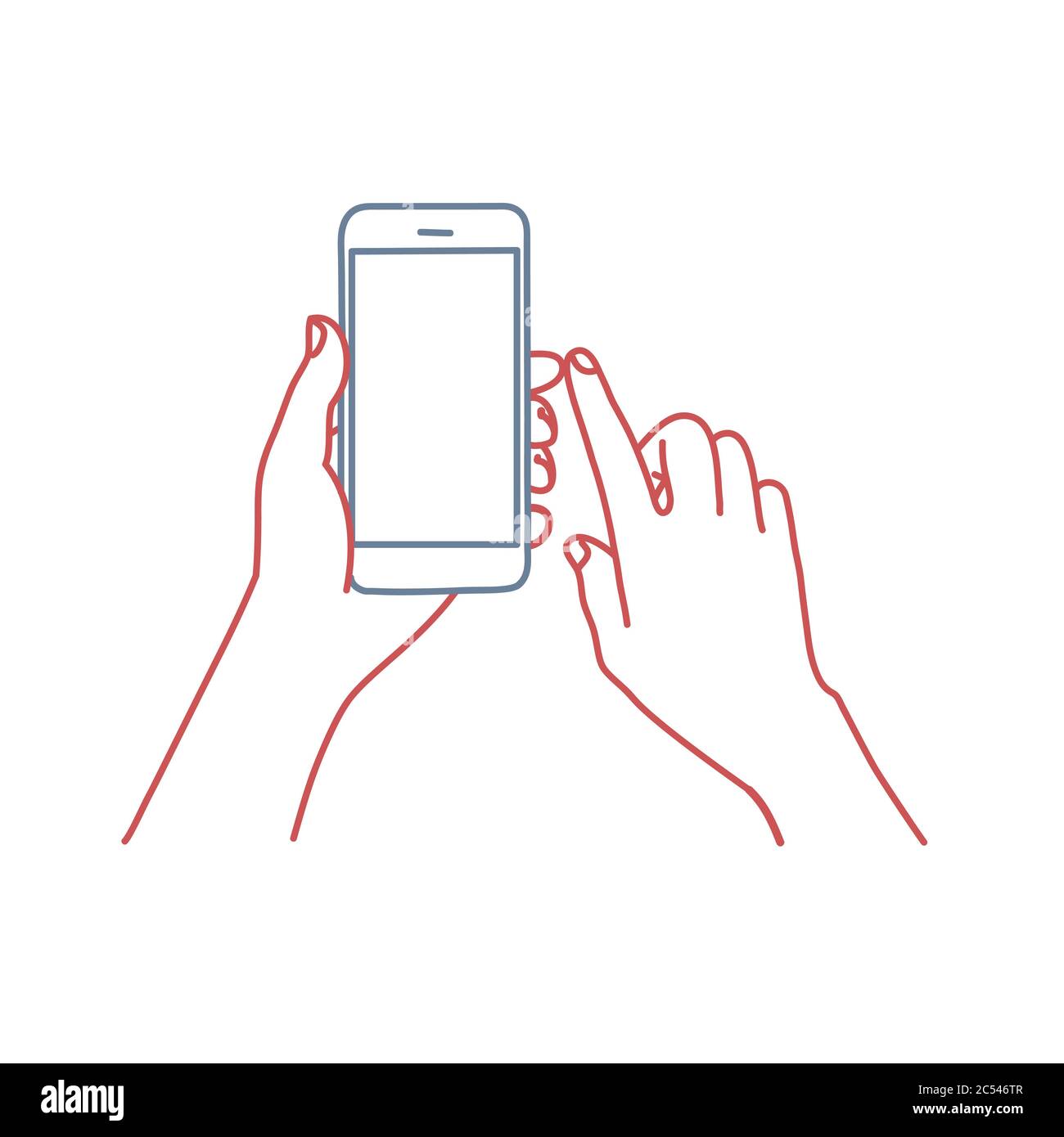Touch screen mobile phone in hand. Colour line drawing vector illustration  Stock Vector Image & Art - Alamy