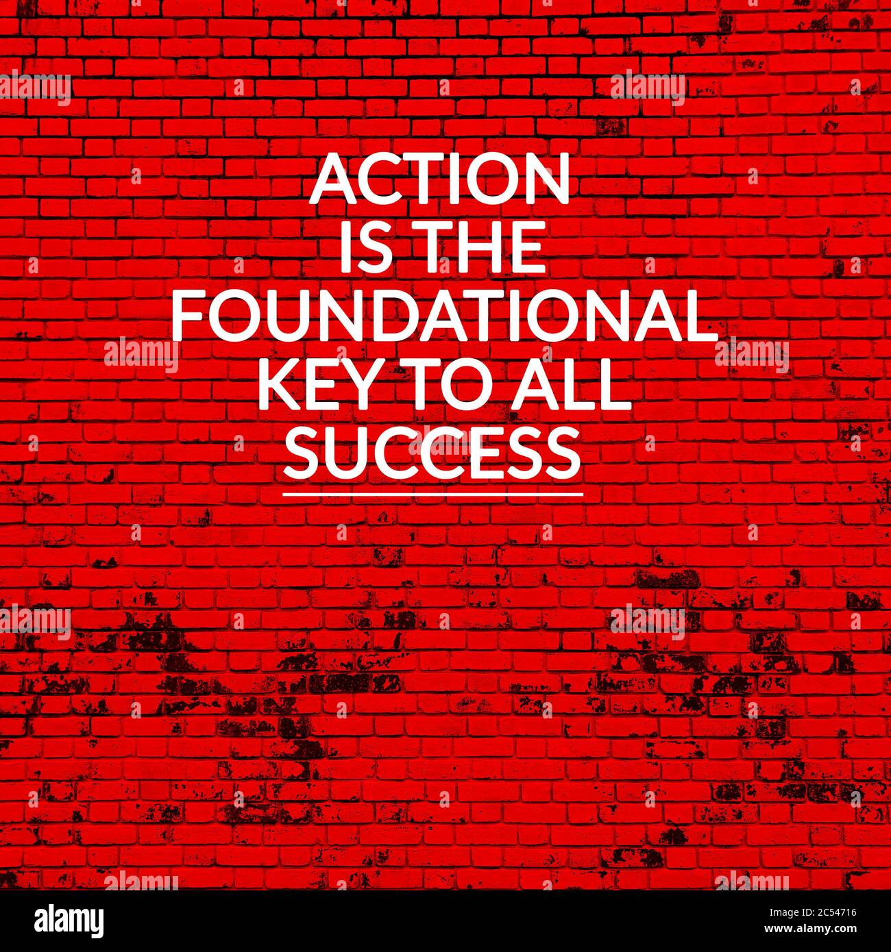 Life inspirational and motivation quotes - Action is the foundational key  to all success Stock Photo - Alamy