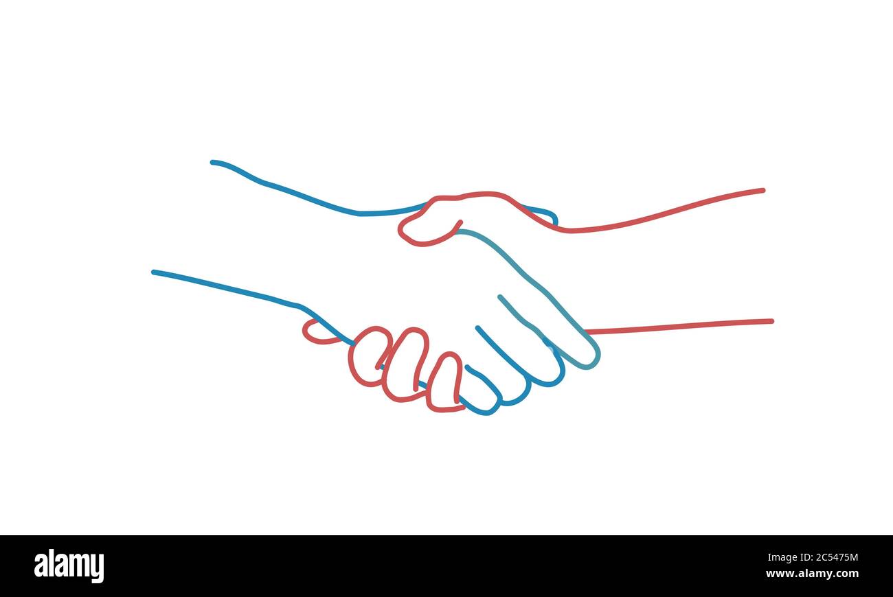 Handshake. Colour line drawing vector illustration Stock Vector Image