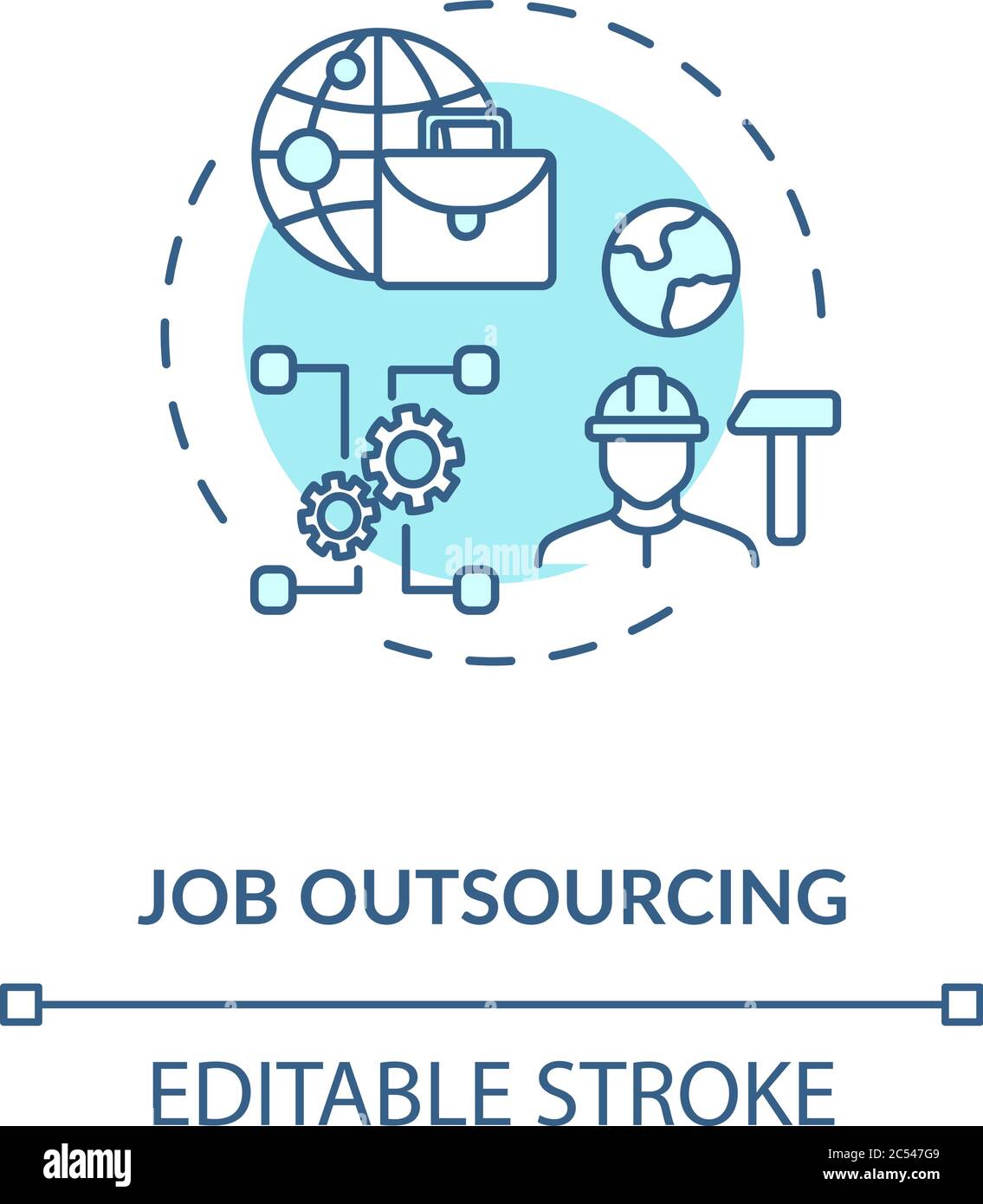 Job outsourcing turquoise concept icon Stock Vector