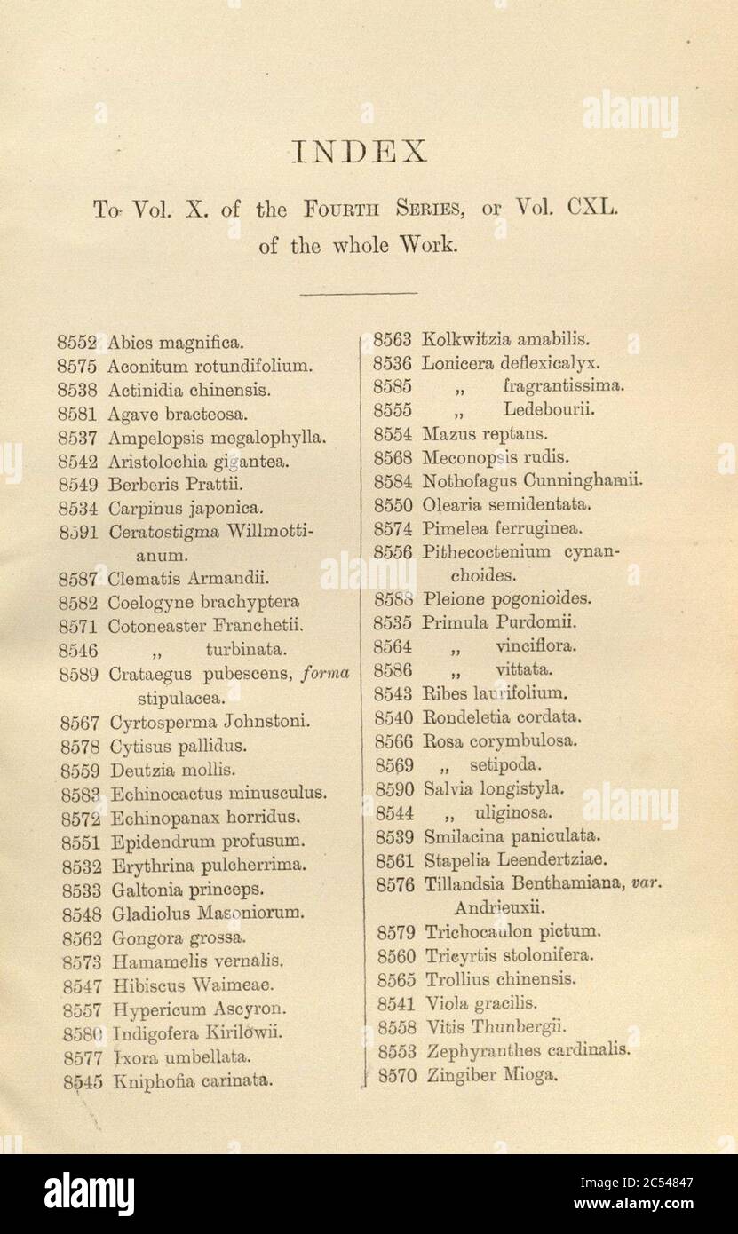 Index - Curtis' 140 (Ser. 4 no.10) (1914). Stock Photo