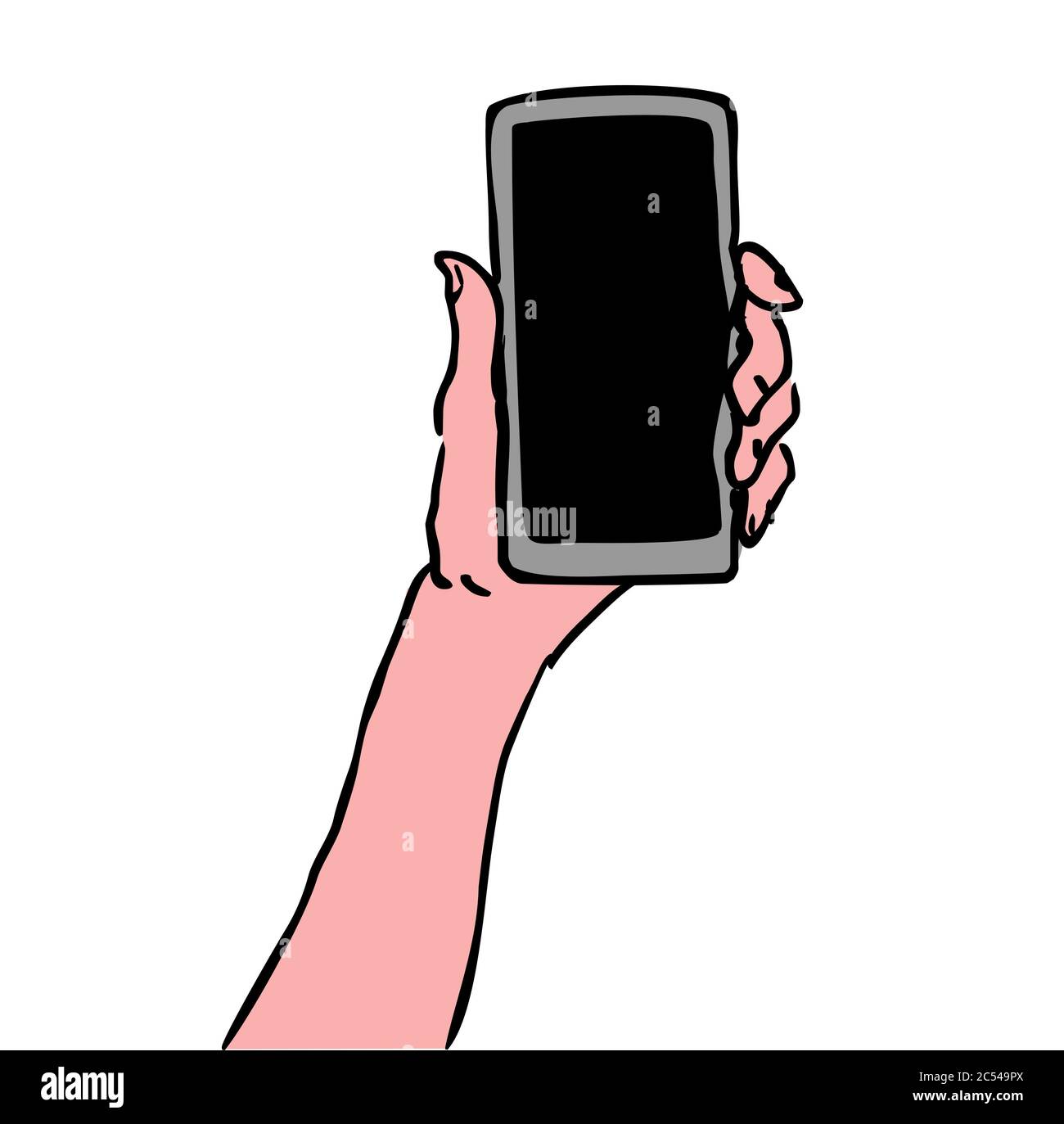 Illustration of woman's hand holding smartphone with empty screen Stock ...