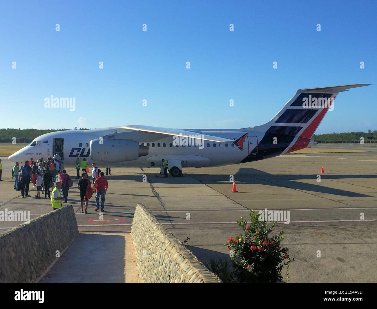 Cubana airlines Antonov AN-148 on the apron in Santiago Stock Photo