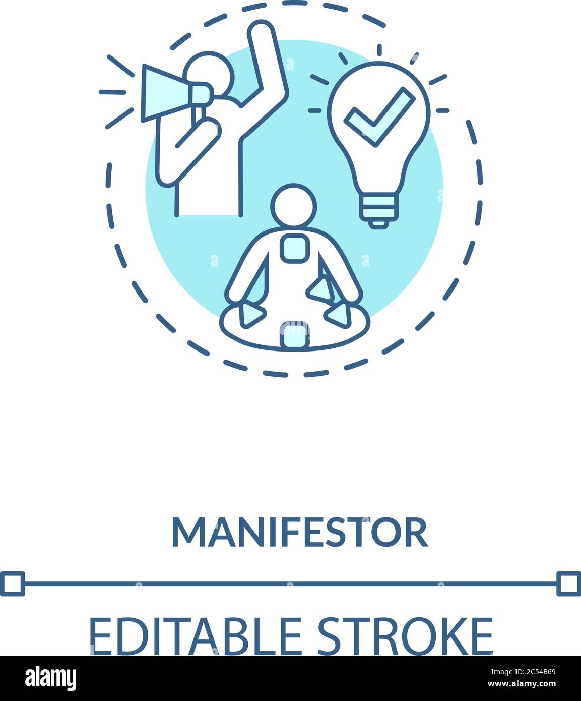 Manifestor turquoise concept icon Stock Vector