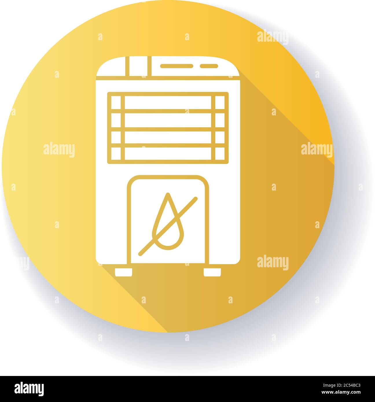 Dehumidifier yellow flat design long shadow glyph icon Stock Vector