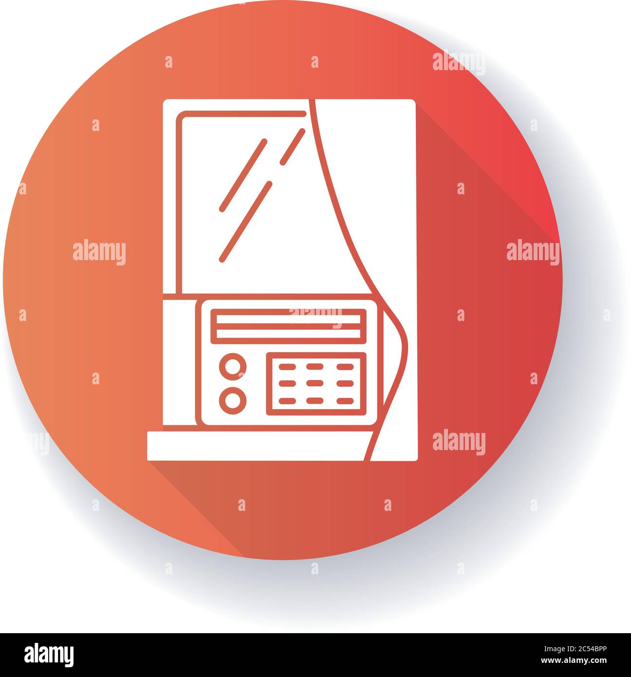 Window air conditioner red flat design long shadow glyph icon Stock Vector